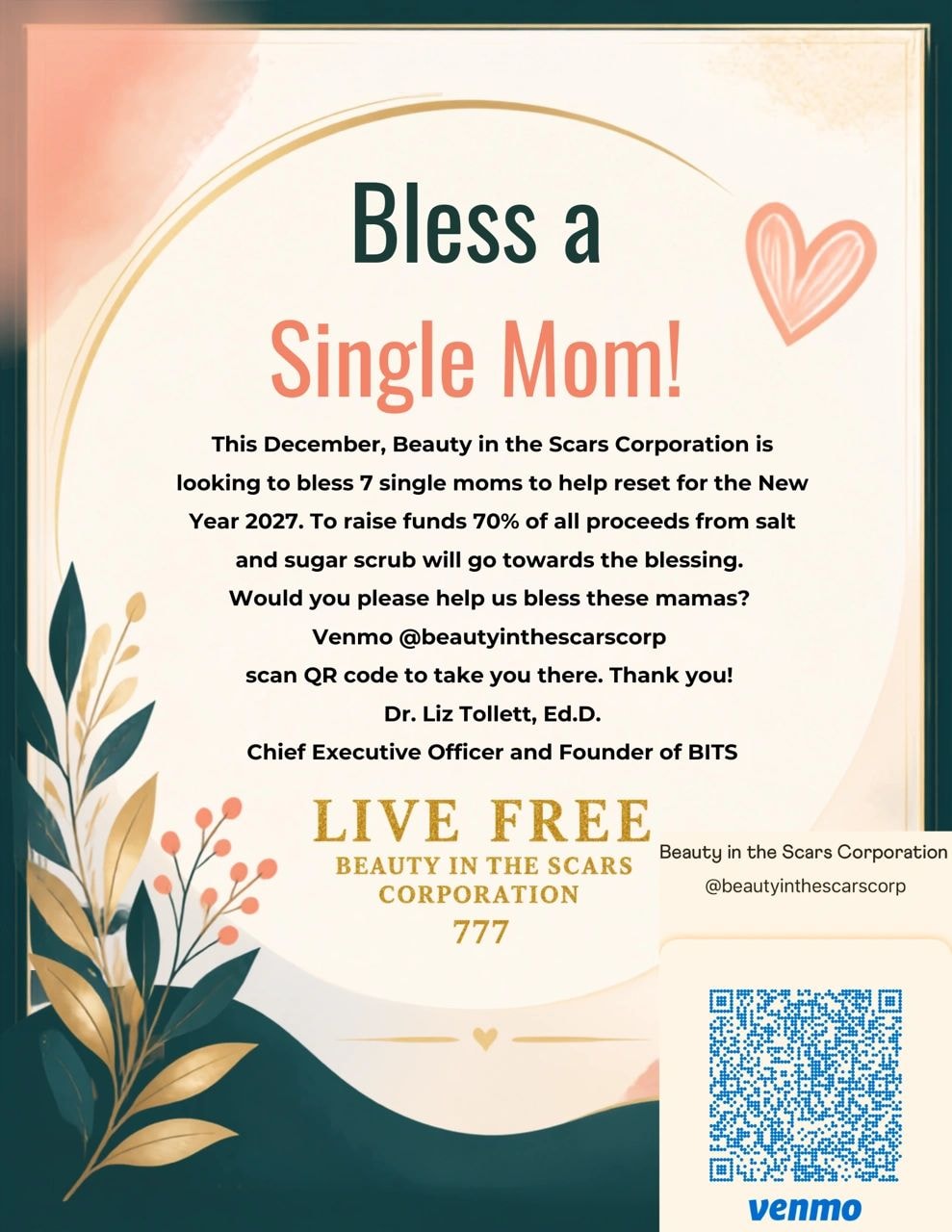 Bless a Single Mom fundraiser flyer